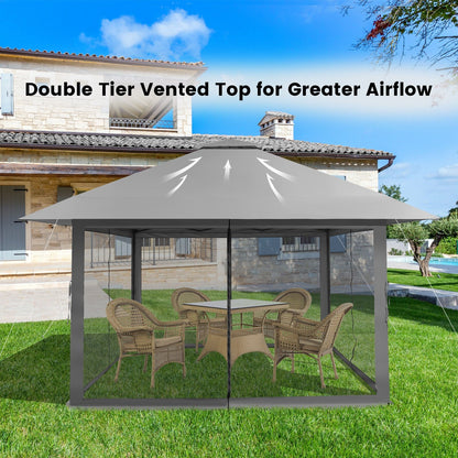13 x 13 Feet Pop-up Instant Canopy Tent with Mesh Sidewall-Coffee