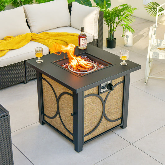 28 Inch 50000 BTU Outdoor Square Fire Pit Table with Cover