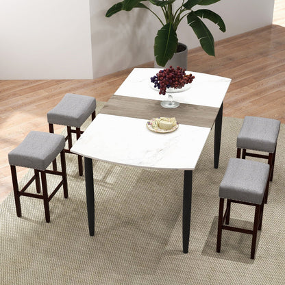 Set of 2 24 Inch Bar Stool with Curved Seat Cushions-Beige