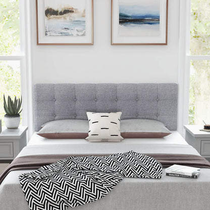 Linen Upholstered Headboard with Solid Rubber Wood Legs-Beige