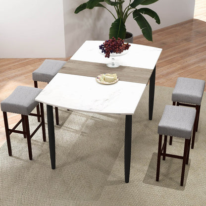2 Set of 29 Inch Height Upholstered Bar Stool with Solid Rubber Wood Legs and Footrest-Beige