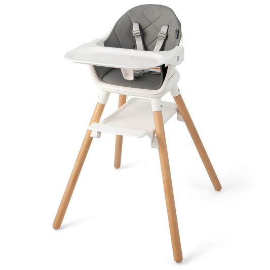6 in 1 Convertible Highchair with Safety Harness and Removable Tray-White