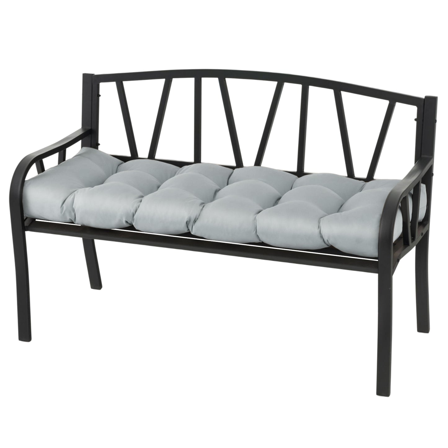 Indoor Outdoor Tufted Bench Cushion with Soft PP Cotton-Gray