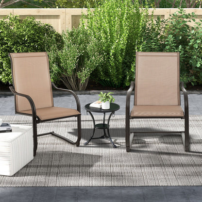 2 Pieces C-Spring Motion Patio Dining Chairs with Breathable Fabric-Black