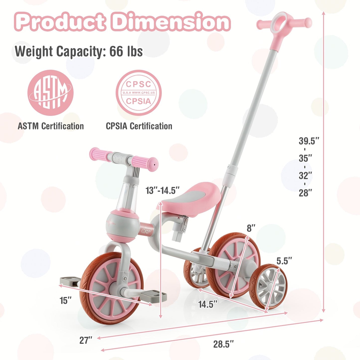 4-in-1 Kids Trike Bike with Adjustable Parent Push Handle and Seat Height-Navy