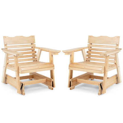 Outdoor Wood Rocking Chair with High Back and Widened Armrests