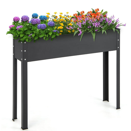 Metal Raised Garden Bed with Legs and Drainage Hole for Vegetable Flower-40 x 11 x 31.5 inches