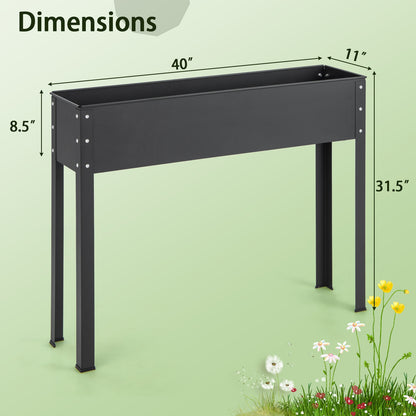 Metal Raised Garden Bed with Legs and Drainage Hole for Vegetable Flower-40 x 11 x 31.5 inches