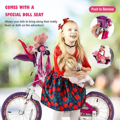 Kids Bike with Doll Seat and Removable Training Wheels-M