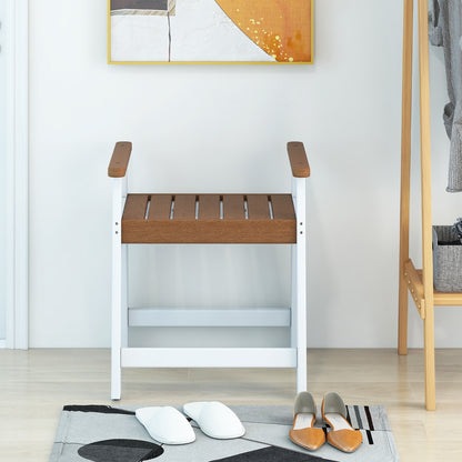 Shower Bench with Arms for Inside Shower Shaving Legs-Brown