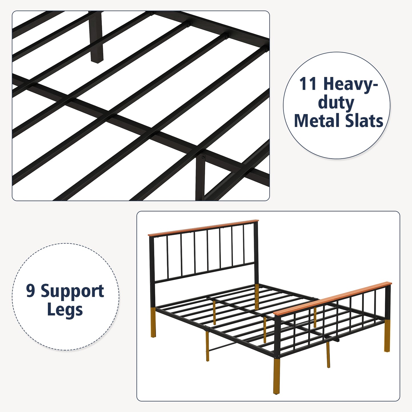 Full/Queen Bed Frame with Headboard and Footboard-Full Size