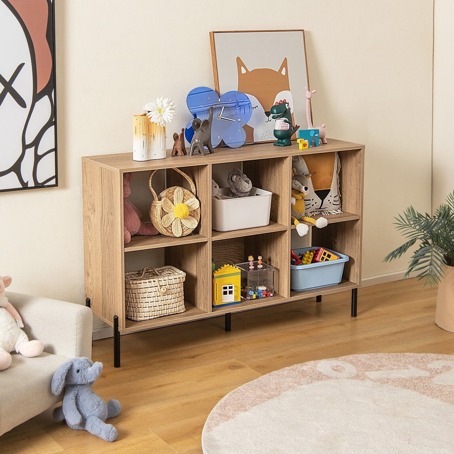 Open-Back Bookshelf with Drawer for Study-Black