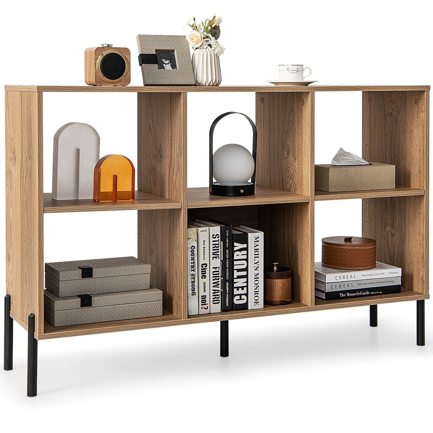 Open-Back Bookshelf with Drawer for Study-Black