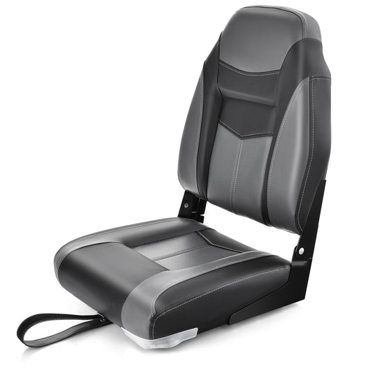 High back folding boat seat with sponge cushion and flexible hinges, designed for water sports, by Wilsons Home Store