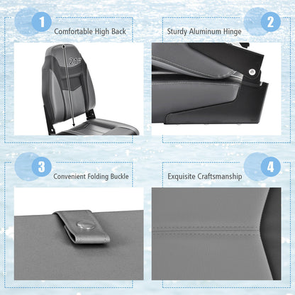 High Back Folding Boat Seats with Sponge Cushion and Flexible Hinges-1 Piece