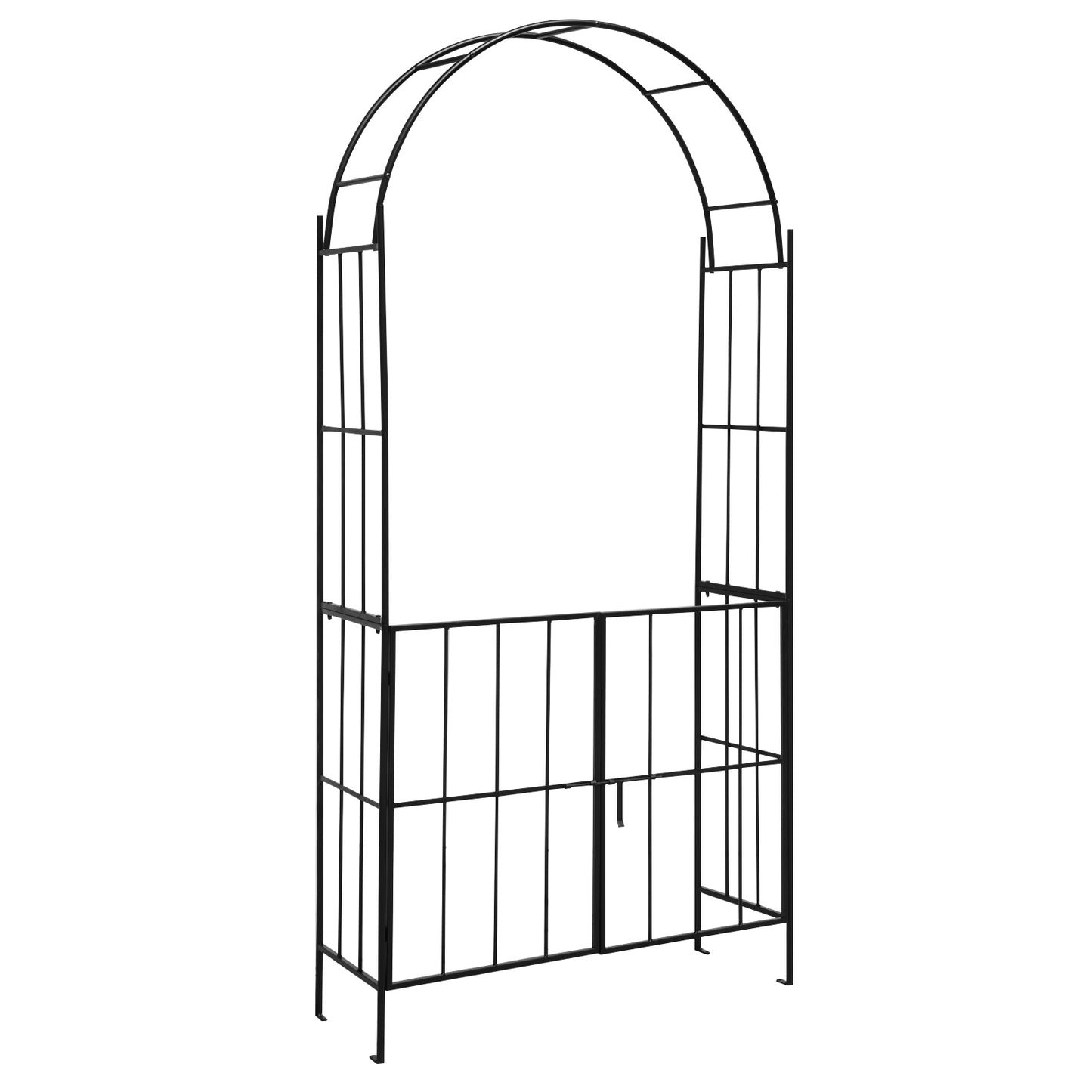 Garden Arch Arbor Trellis with Gate Patio Plant Stand Archway-Black