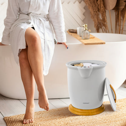 Bathroom Towel Warmer Bucket with Fragrance Holder and Auto Shut-Gray