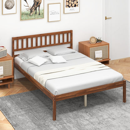 Twin/Full/Queen Size Wood Bed Frame with Headboard and Slat Support-Twin Size