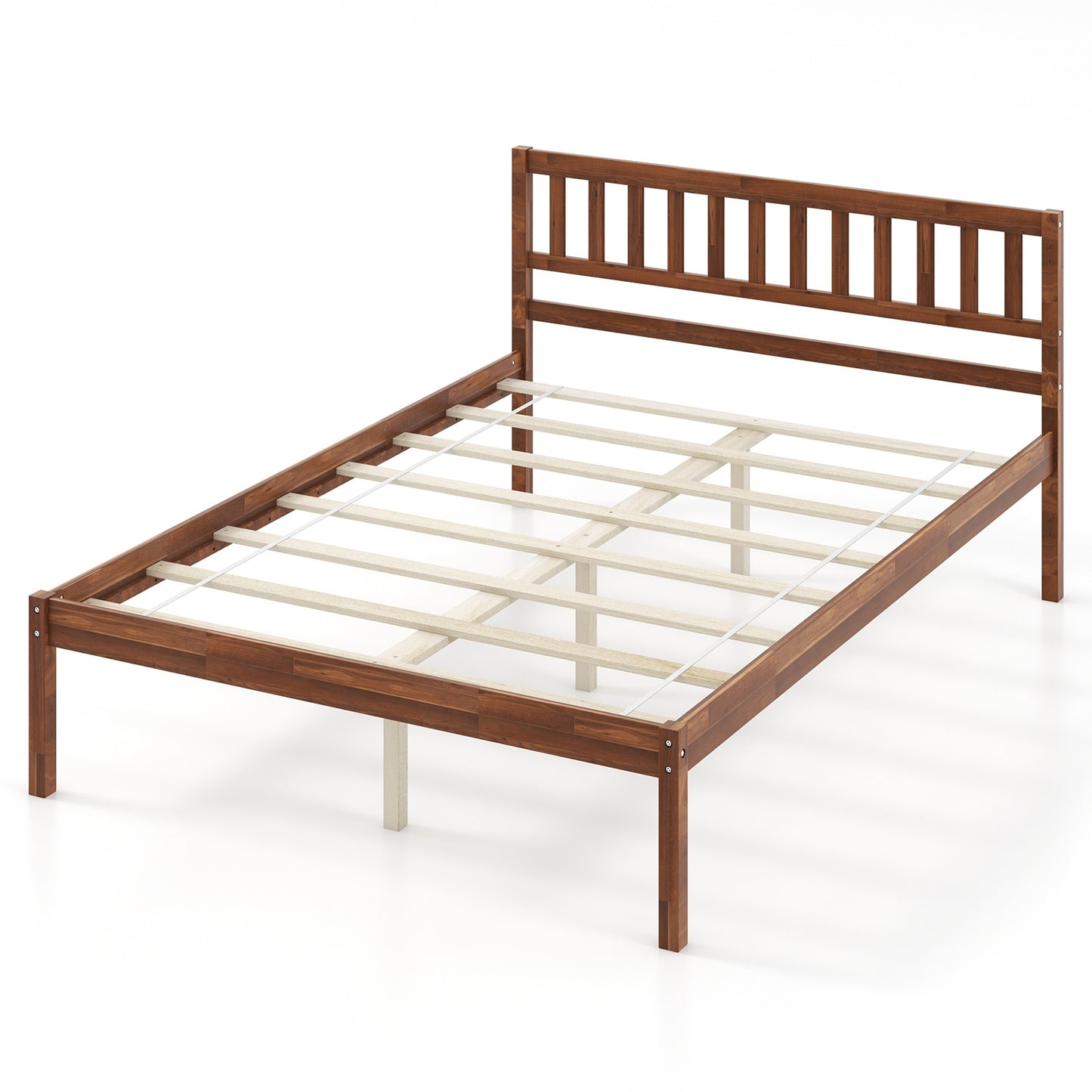 Twin/Full/Queen Size Wood Bed Frame with Headboard and Slat Support-Full Size