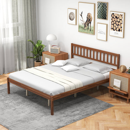 Twin/Full/Queen Size Wood Bed Frame with Headboard and Slat Support-Twin Size