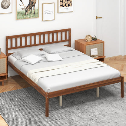 Twin/Full/Queen Size Wood Bed Frame with Headboard and Slat Support-Twin Size