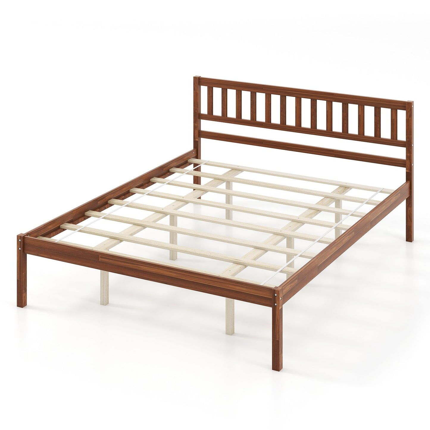 Twin/Full/Queen Size Wood Bed Frame with Headboard and Slat Support-Twin Size