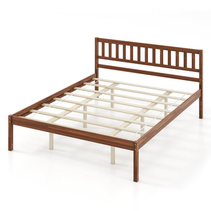 Twin/Full/Queen Size Wood Bed Frame with Headboard and Slat Support-Twin Size
