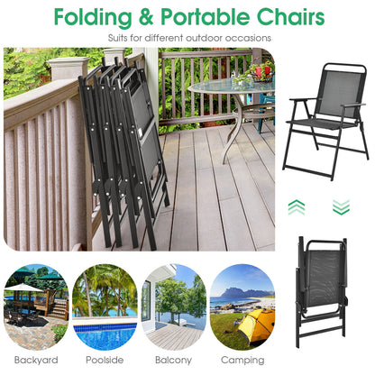 Set of 2/4/6 Outdoor Folding Chairs with Breathable Seat-Set of 6