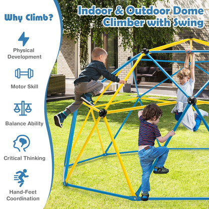 10 Feet Dome Climber with Swing and 800 Lbs Load Capacity-Green
