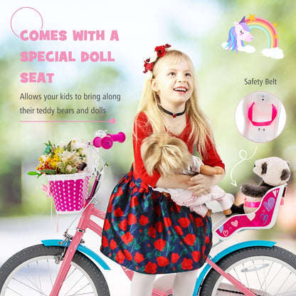 Kids Bicycle with Training Wheels and Basket for Boys and Girls Age 3-9 Years-18 inches