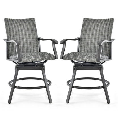 2 Pieces Patio Swivel Bar Chair Set with Quick Dry 4D Air Fiber Cushion