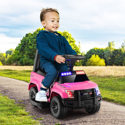6V Kids Ride On Police Car with Real Megaphone and Siren Flashing Lights-Black