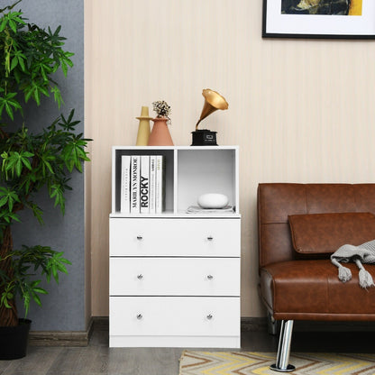 3 Drawer Dresser with Cubbies Storage Chest for Bedroom Living Room-Black