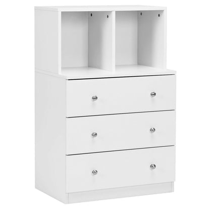 3 Drawer Dresser with Cubbies Storage Chest for Bedroom Living Room-Black
