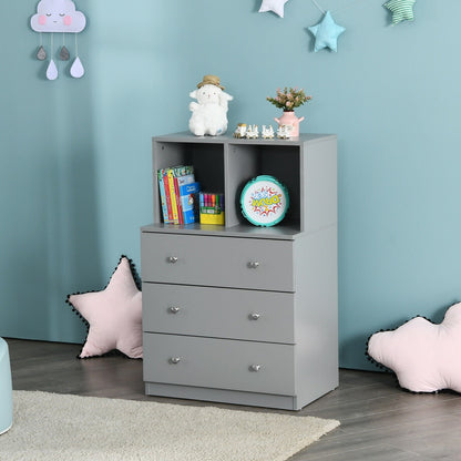 3 Drawer Dresser with Cubbies Storage Chest for Bedroom Living Room-Black