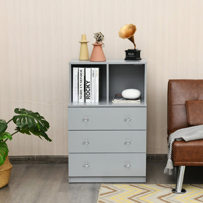 3 Drawer Dresser with Cubbies Storage Chest for Bedroom Living Room-Black