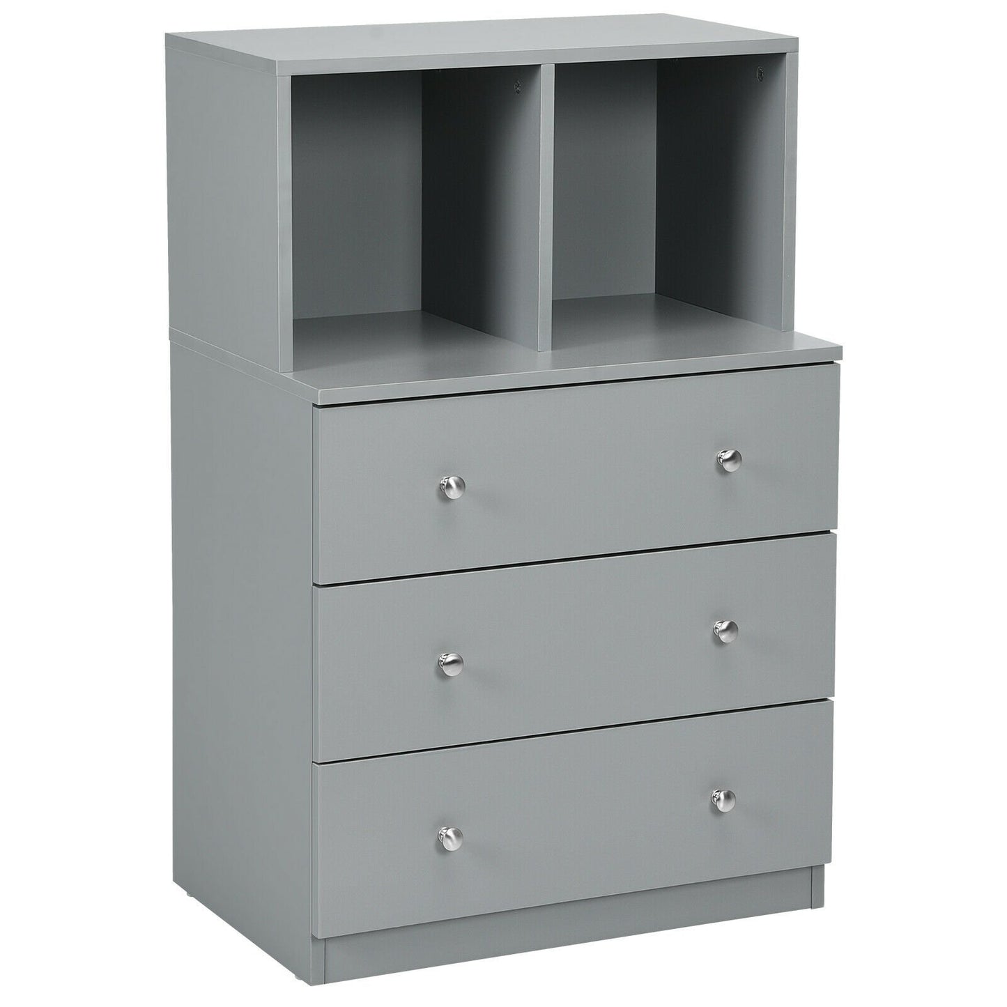 3 Drawer Dresser with Cubbies Storage Chest for Bedroom Living Room-Black