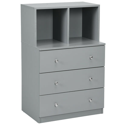 3 Drawer Dresser with Cubbies Storage Chest for Bedroom Living Room-Black
