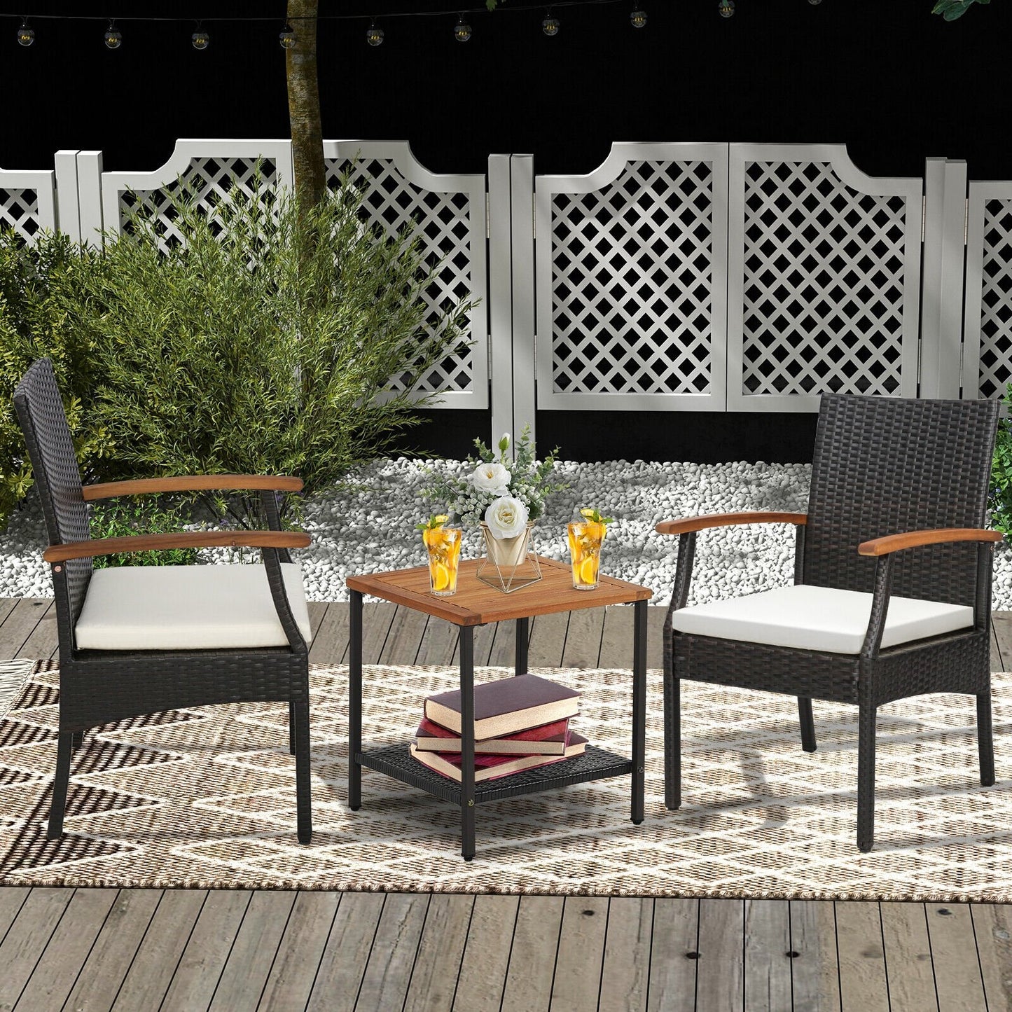 Patio Dining Chair with Soft Zippered Cushion-Set of 2