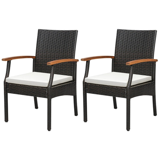 Patio Dining Chair with Soft Zippered Cushion-Set of 2