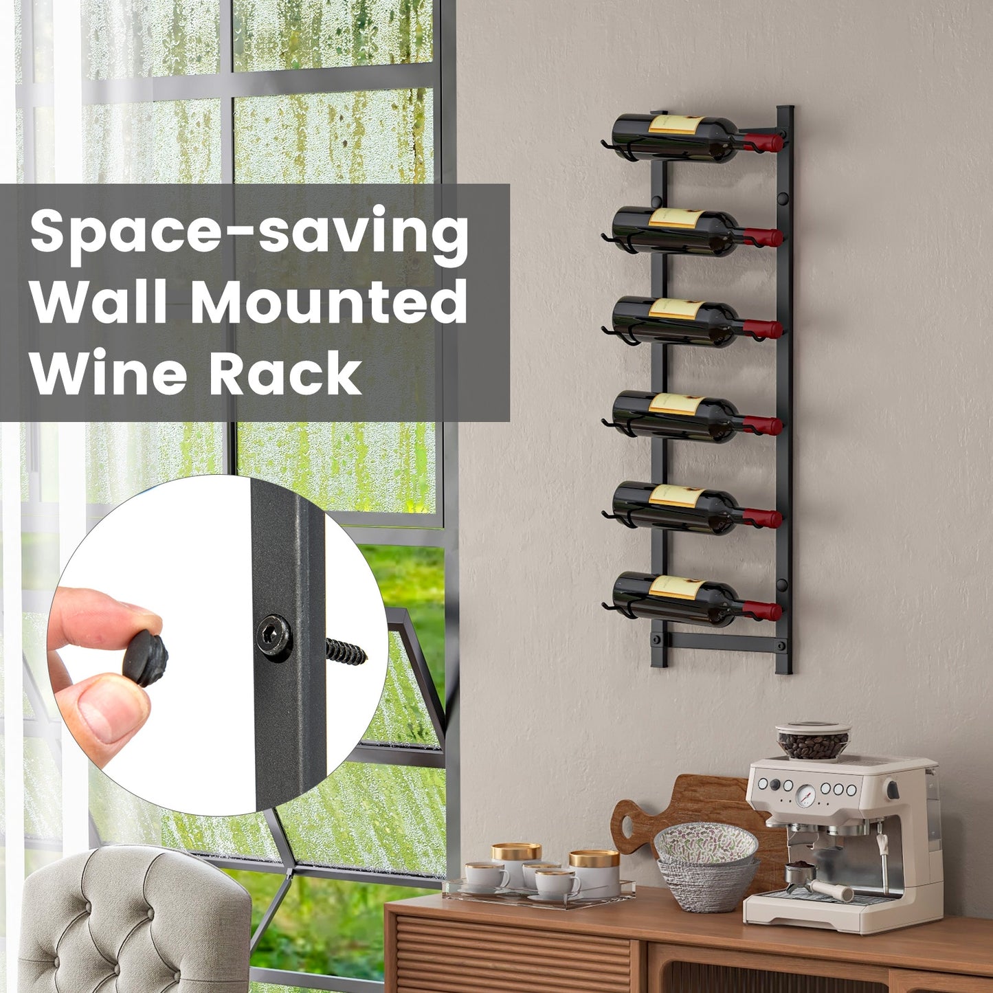Rust proof Wall Mounted Wine Rack for 6 or 9 Bottles-M