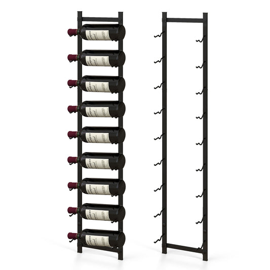 Rust-proof wall-mounted wine rack by Wilsons Home Store for 6 or 9 bottles, ideal for kitchen organization and wine storage.