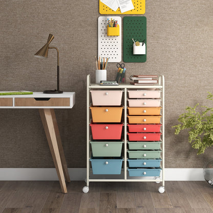 15-Drawer Utility Rolling Organizer Cart Multi-Use Storage-Black