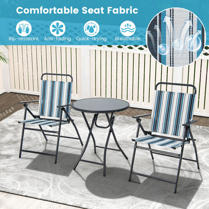 3 Pieces Outdoor Folding Chair Set Portable Folding Chair Set