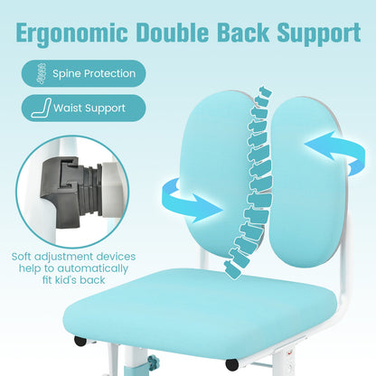 Ergonomic Height-adjustable Kids Study Chair with Double Back Support-Blue