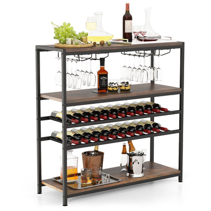 5-tier Wine Rack Table with Glasses Holder