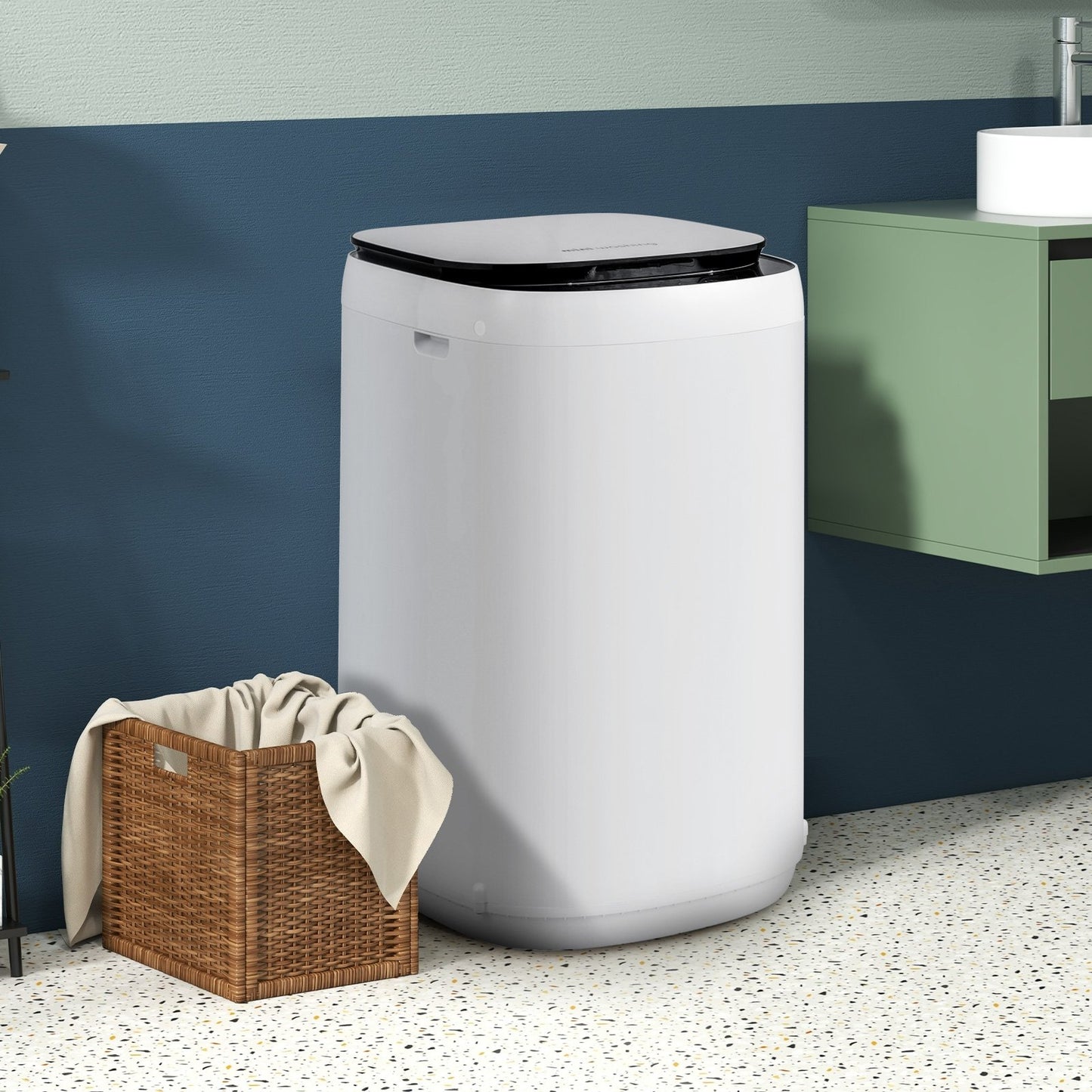 7.7 lbs Full-Automatic Washing Machine with 10 Washing Programs-Blue