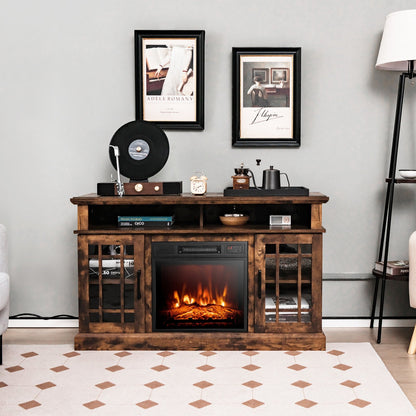 48 Inch Electric Fireplace TV Stand with Cabinets for TVs Up to 55 Inch-Black