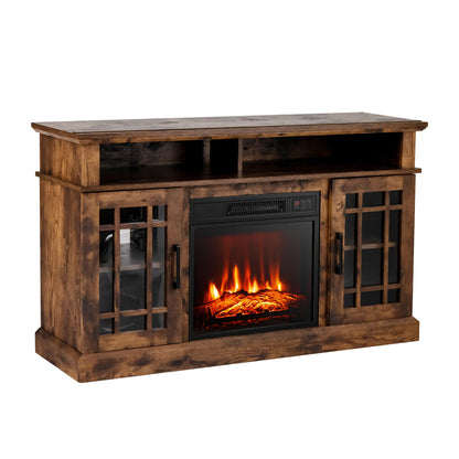 48 Inch Electric Fireplace TV Stand with Cabinets for TVs Up to 55 Inch-Brown