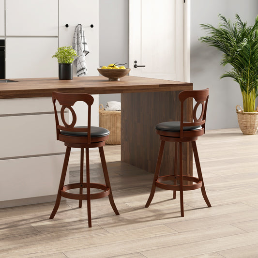 Set of 2 24/30 Inch Swivel Bar Stools with Footrest-30 inches